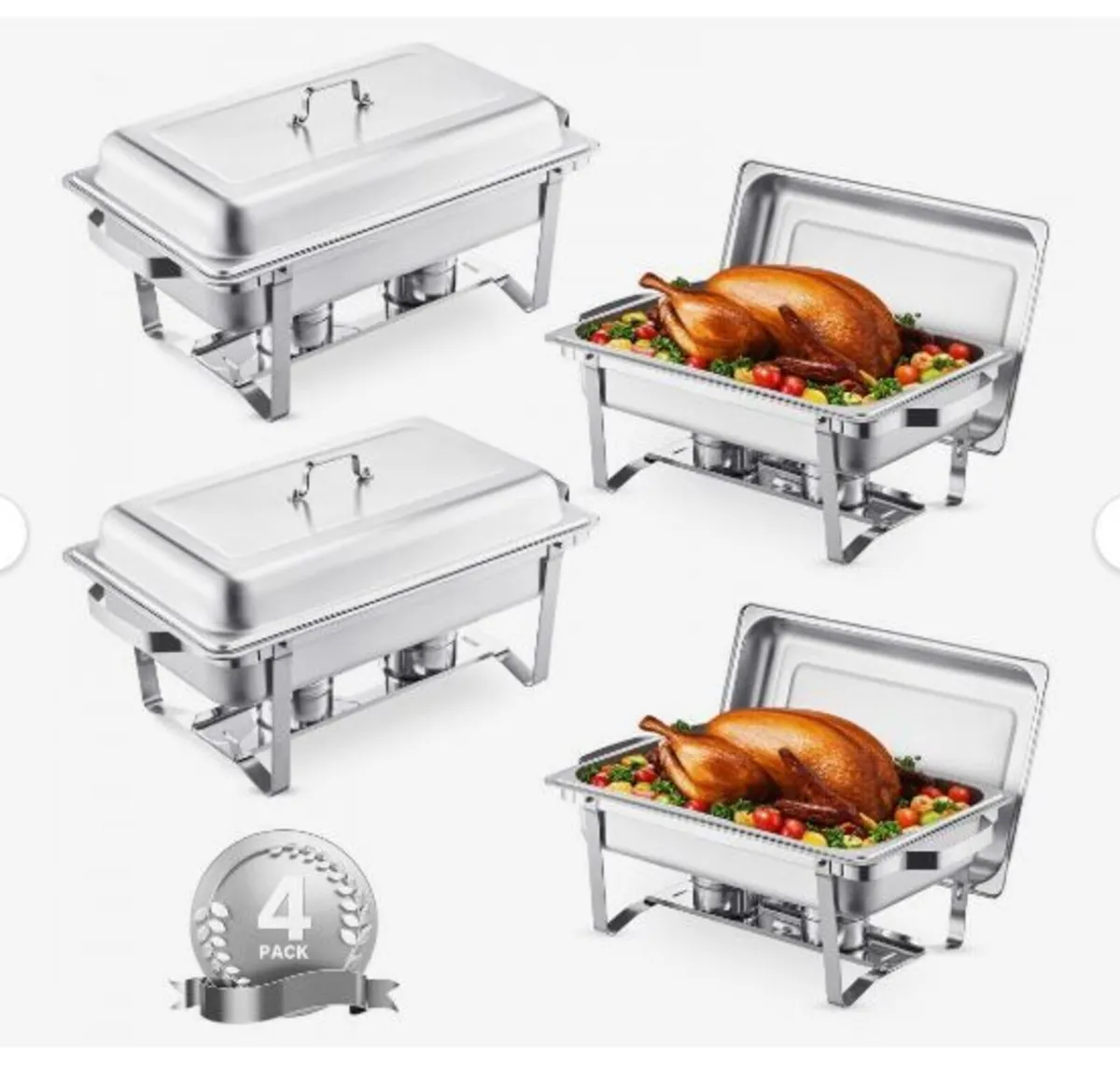 Chafing Dish Buffet Set, 8 Qt 4 Pack - Image 1