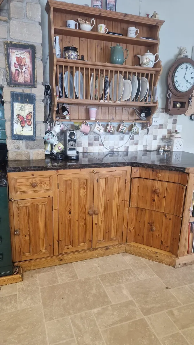 Solid pine kitchen granite worktop and appliances - Image 1