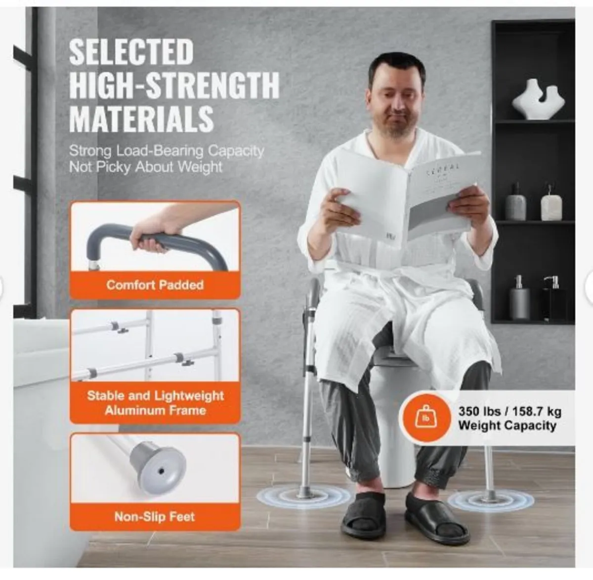 Raised Toilet Seat, 7-Position Height Adjustment - Image 4