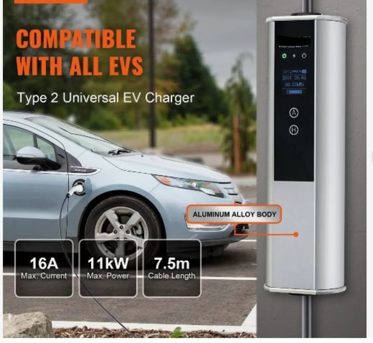 Portable EV Charger Type 2, 16A 3.68 kW/11 kW, - Image 2