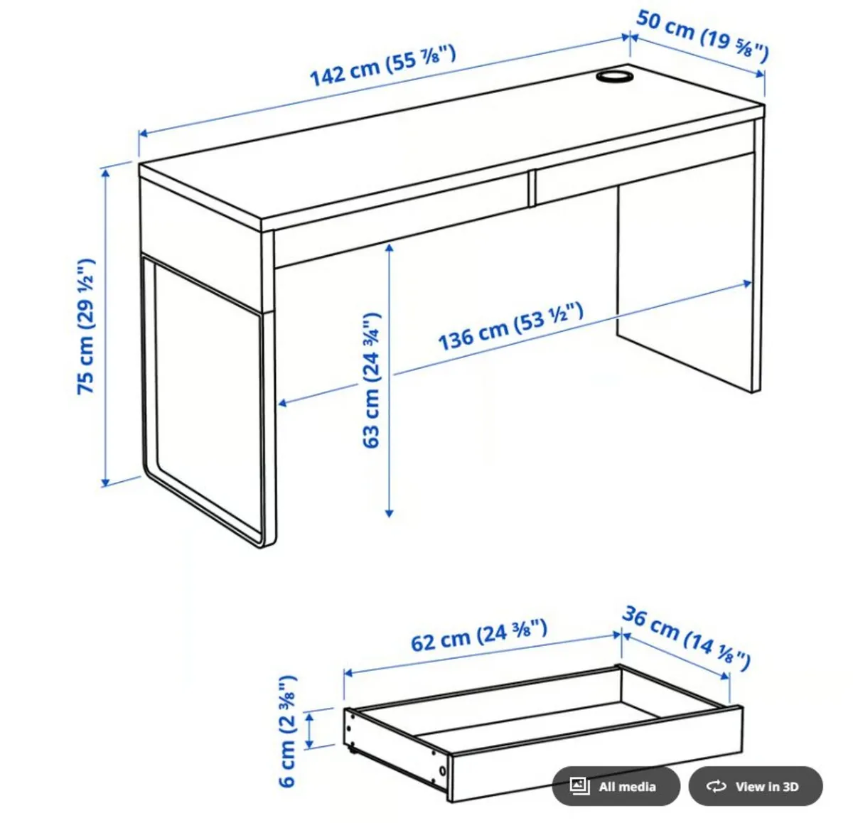 Desk IKEA MICKE Desk, black-brown - Image 4