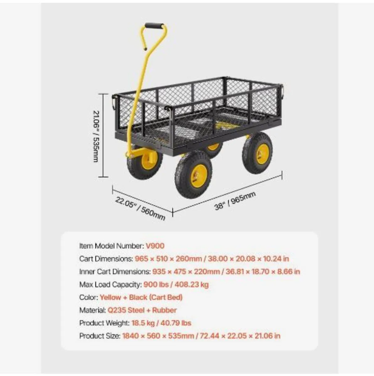 900 Lbs Heavy Duty Steel Garden Cart - Image 4
