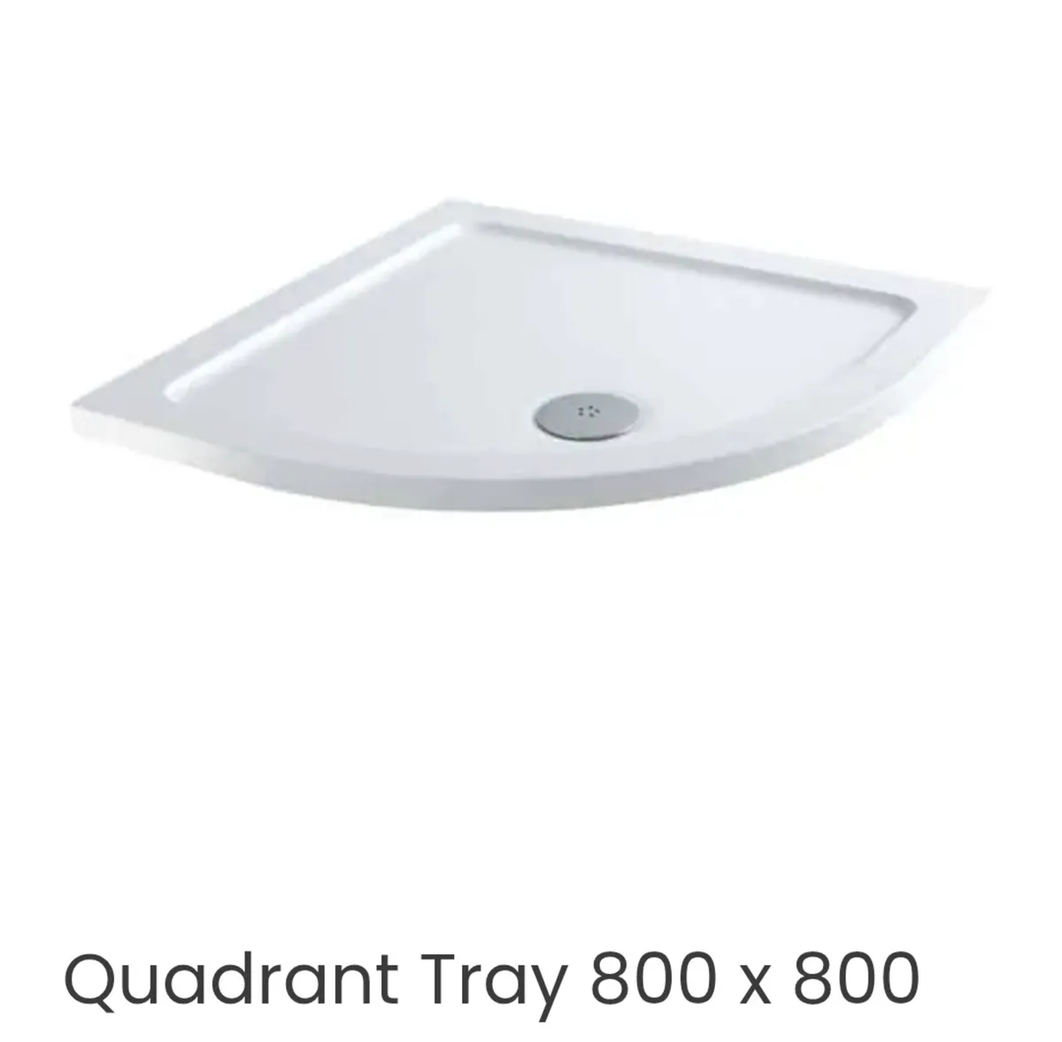 800 by 800 Quadrant shower Tray and Chrome waste - Image 1