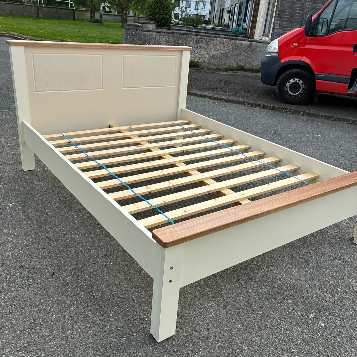 5ft Solid Cream & Pine Bed Frame - Image 1