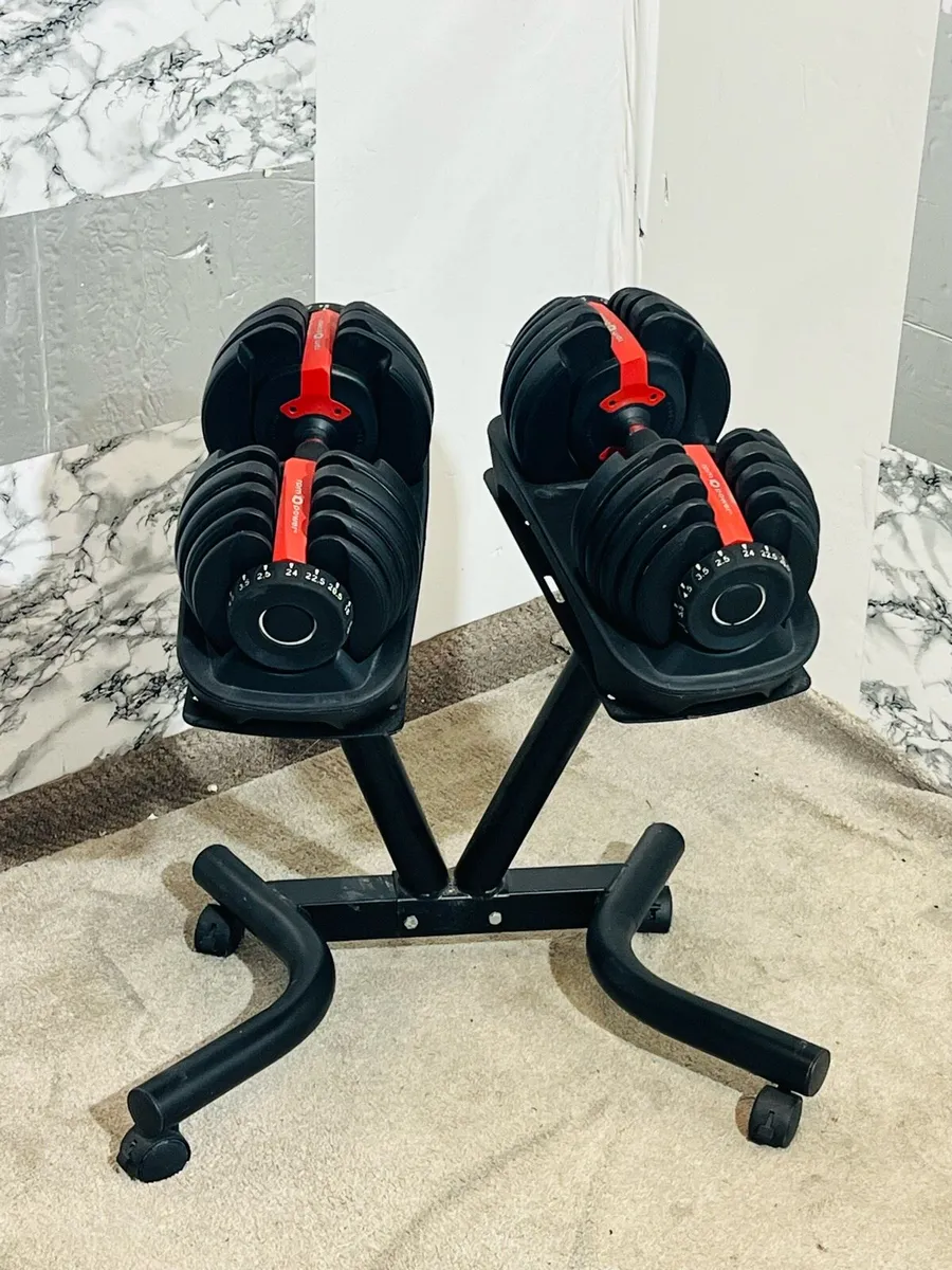 24 KG ADJUSTABLE DUMBBELLS WITH STAND - Image 3