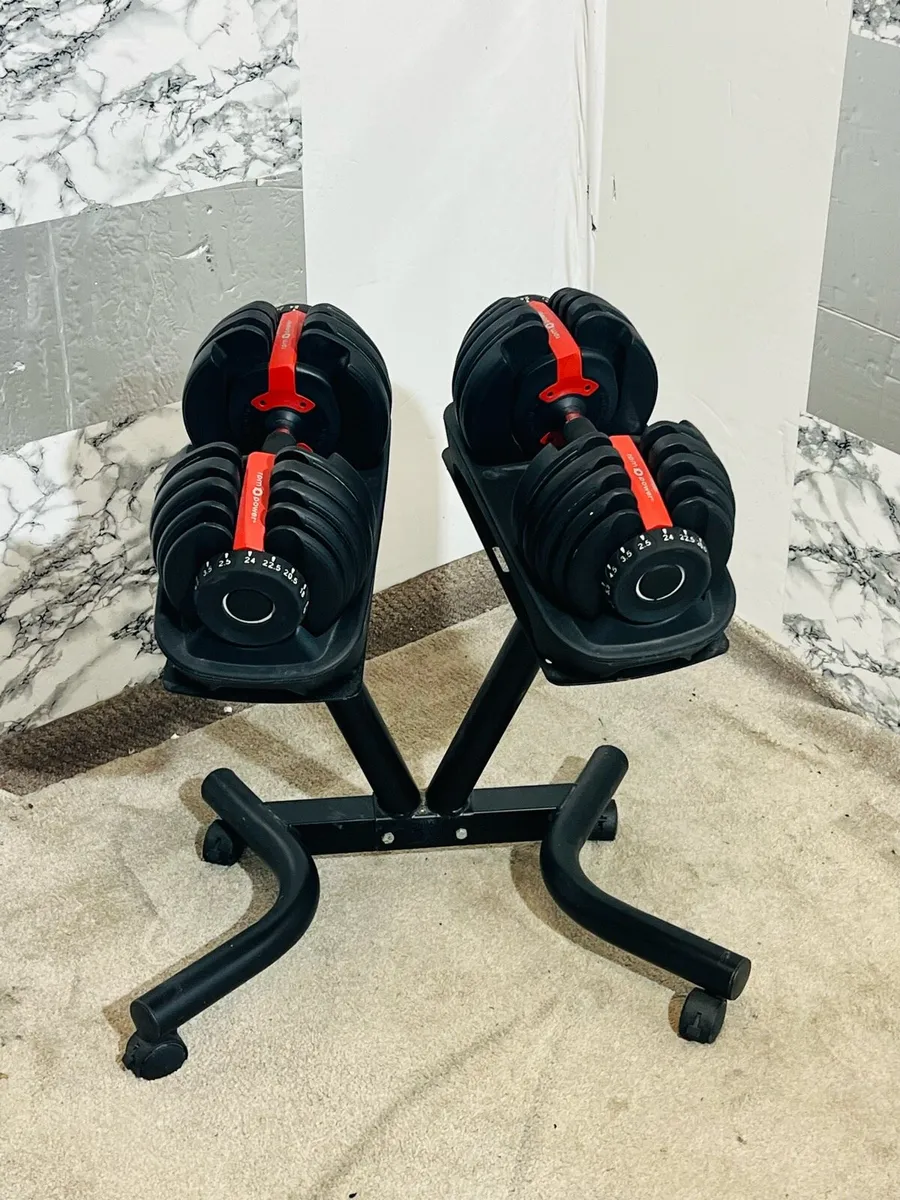 24 KG ADJUSTABLE DUMBBELLS WITH STAND - Image 1