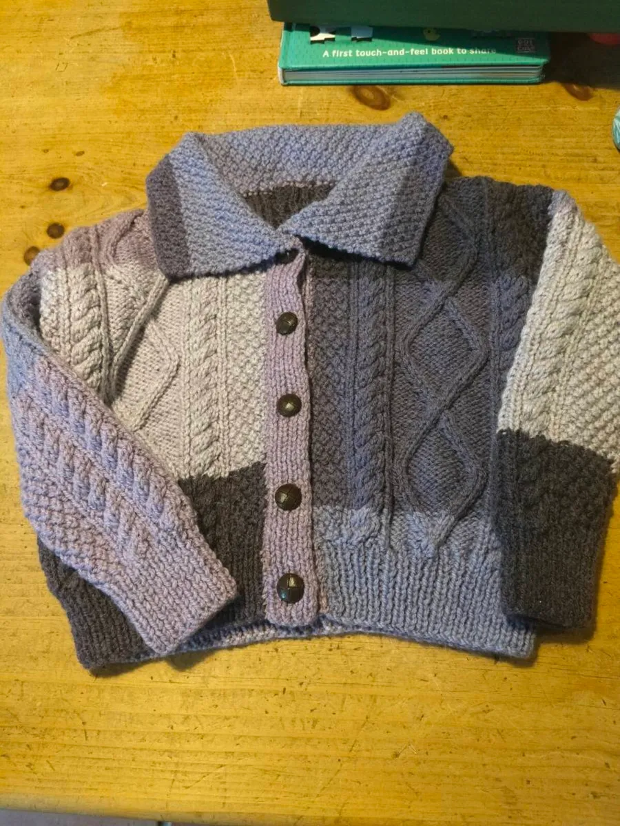 Boys Handkitted Aran Cardigan. Newly knitted.match - Image 1
