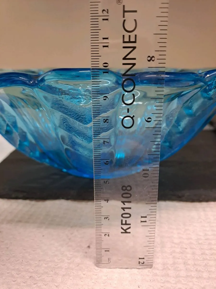 Vintage Blue Pressed Glass Fruit Bowl - Image 4