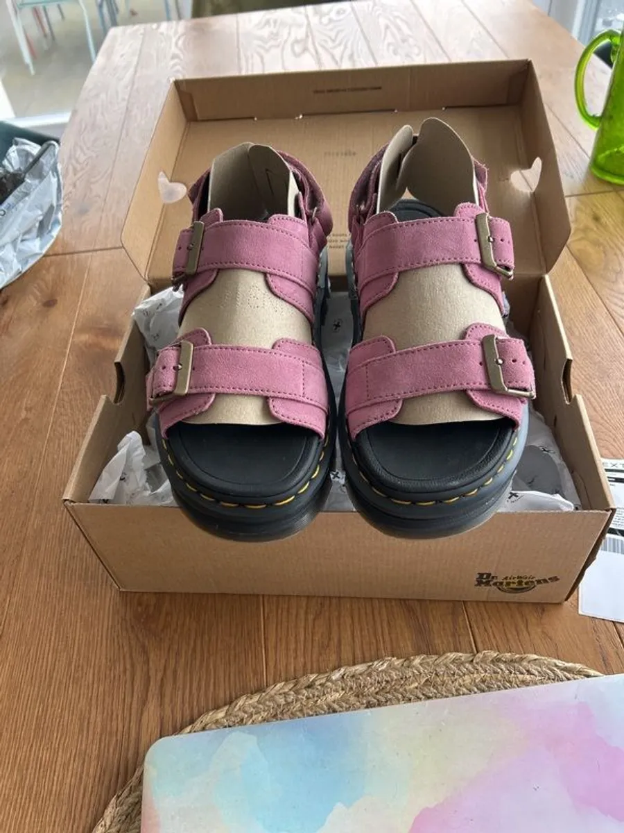 Dr Marten Pink Suede Sandal - Image 1