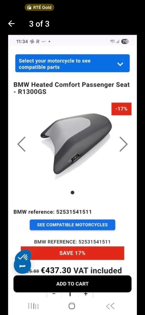 BMW R1300GS OEM heated comfort seats - Image 3