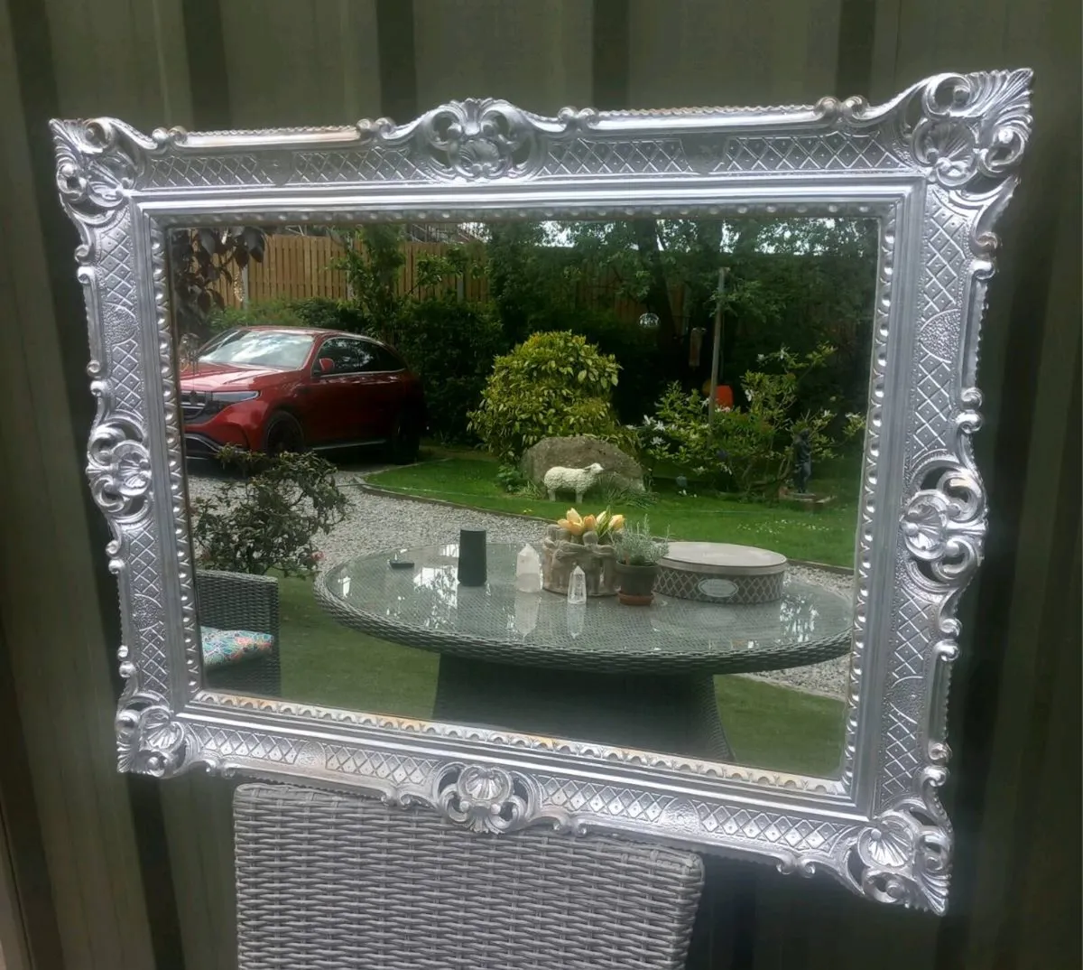Large silver mirror, no damage, D18 - Image 2