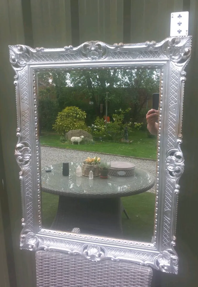 Large silver mirror, no damage, D18 - Image 3