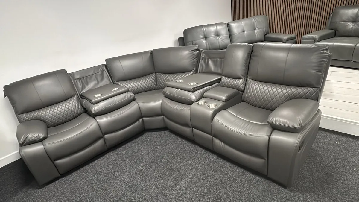 Rita Corner Leather Recliner Sofa - Cupholders - Image 1
