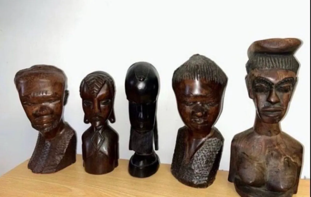 5 hand carved African tribal sculptures - Image 3