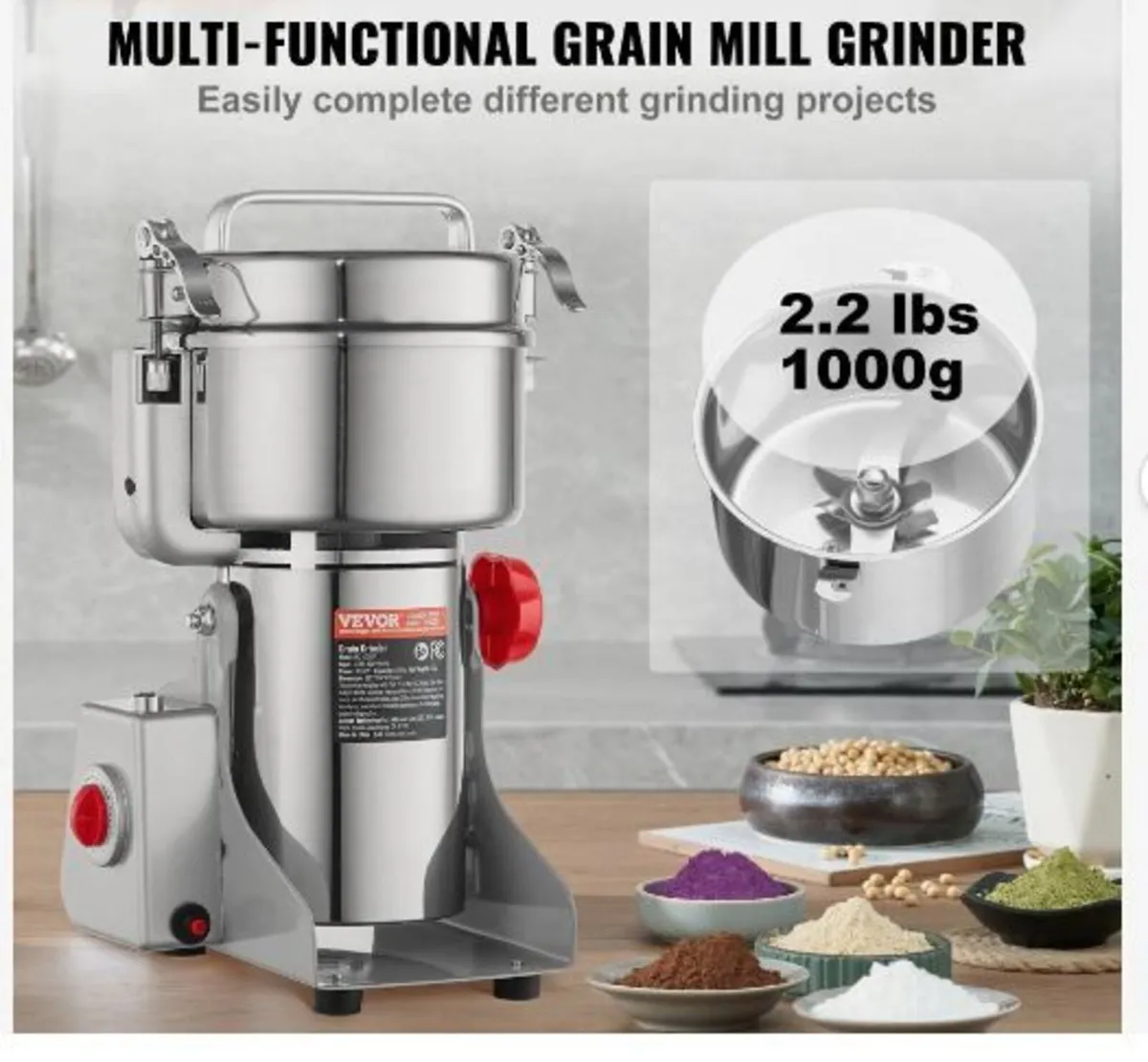 1000g Electric Grain Mill Grinder - Image 3