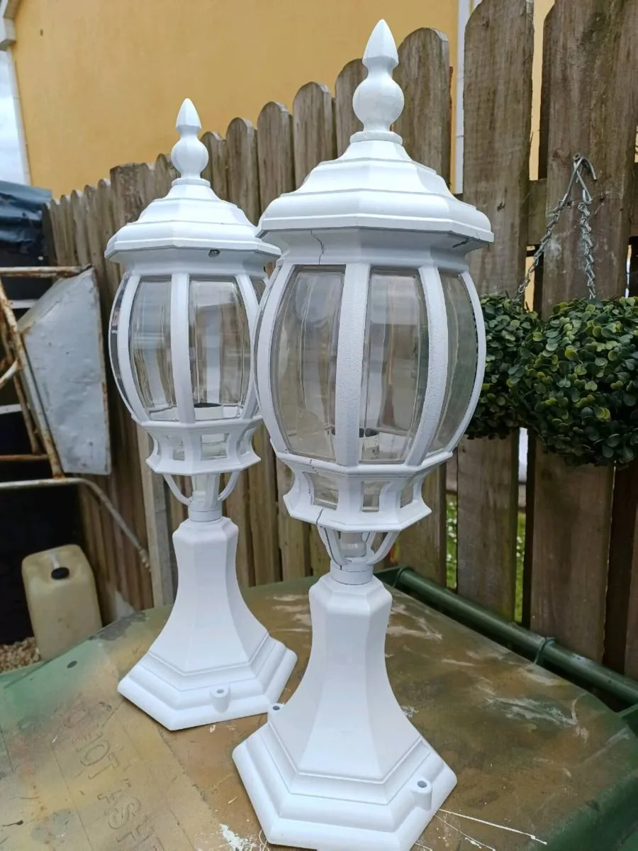 Vintage Cast Aluminium Pillar Lamps - Image 4