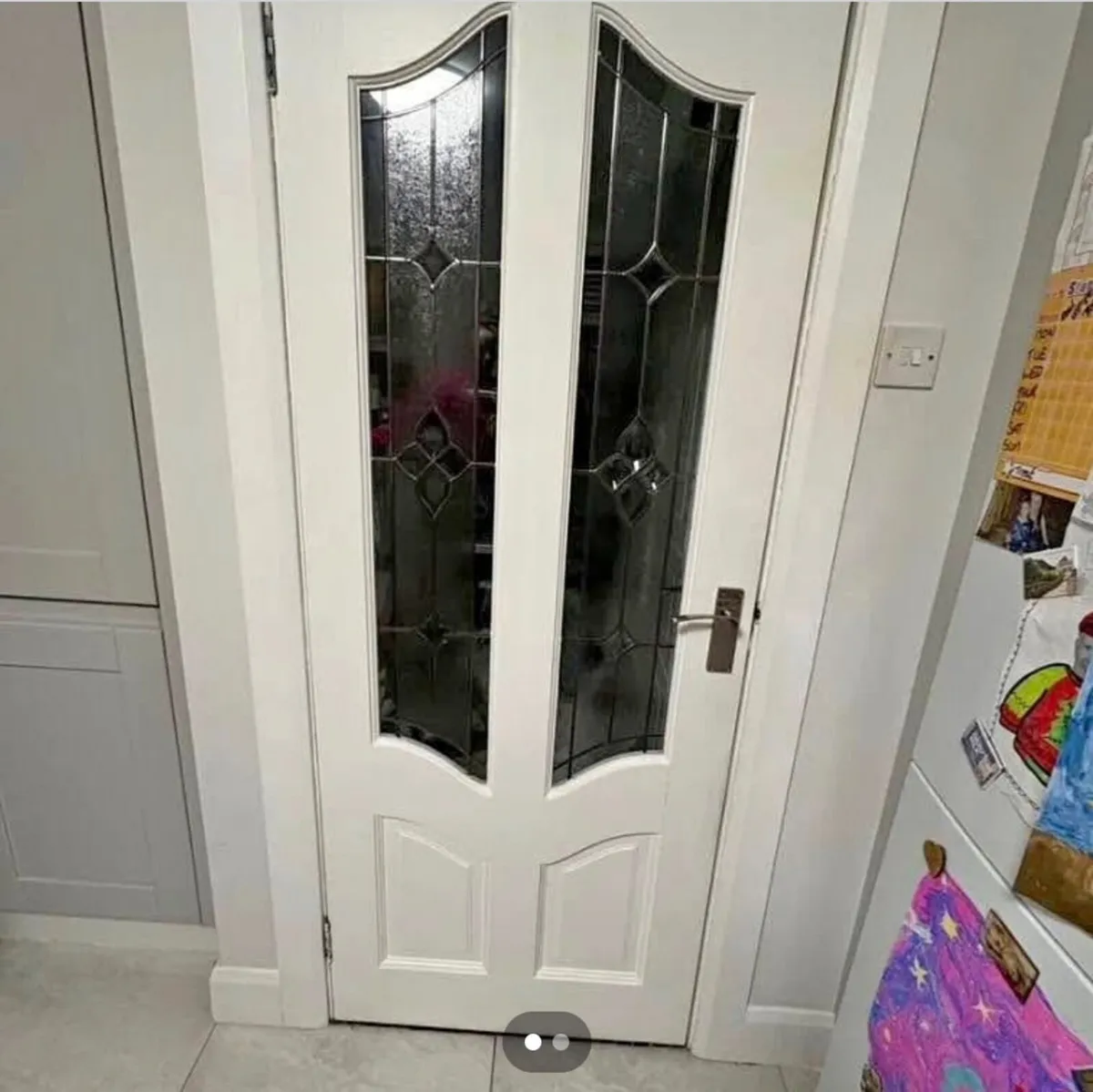 2x Interior Wooden Doors with Glass Panels - Image 1