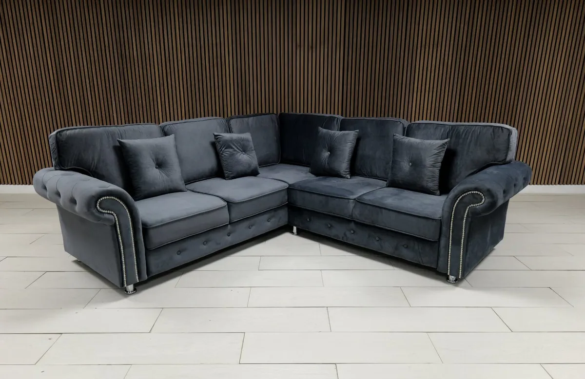 Olympia Grey & Cream Fullback Cushions Sofa - Image 1