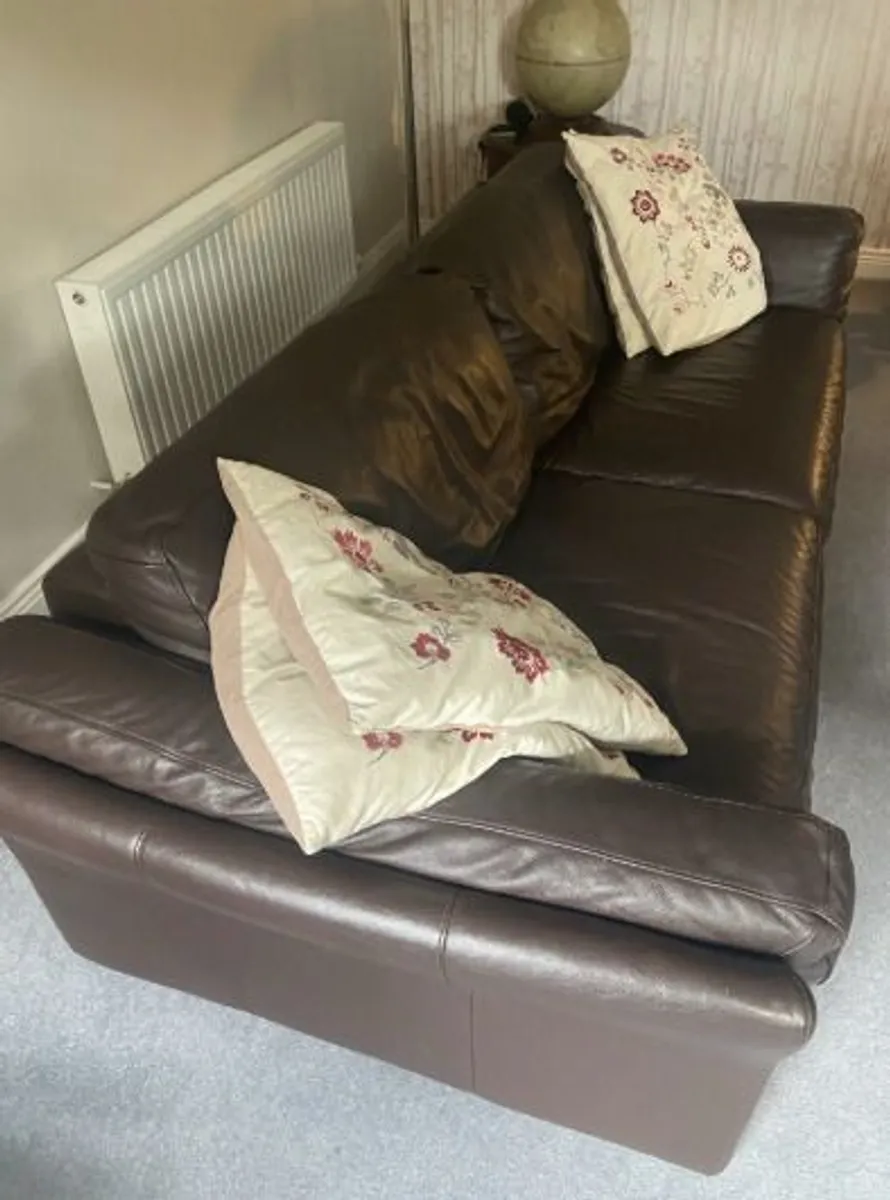Italian Brown Leather Sofa - Image 1