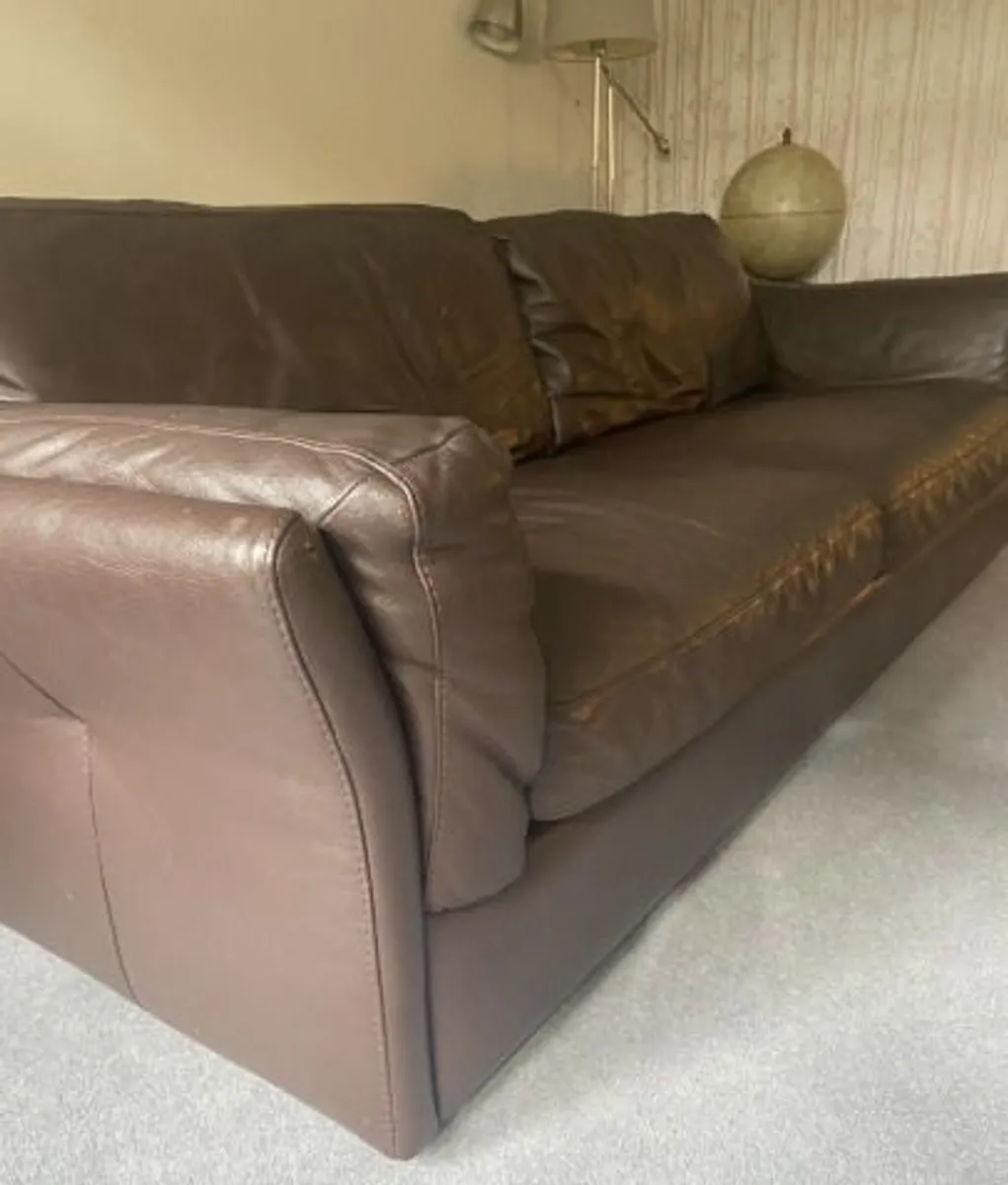 Italian Brown Leather Sofa - Image 2