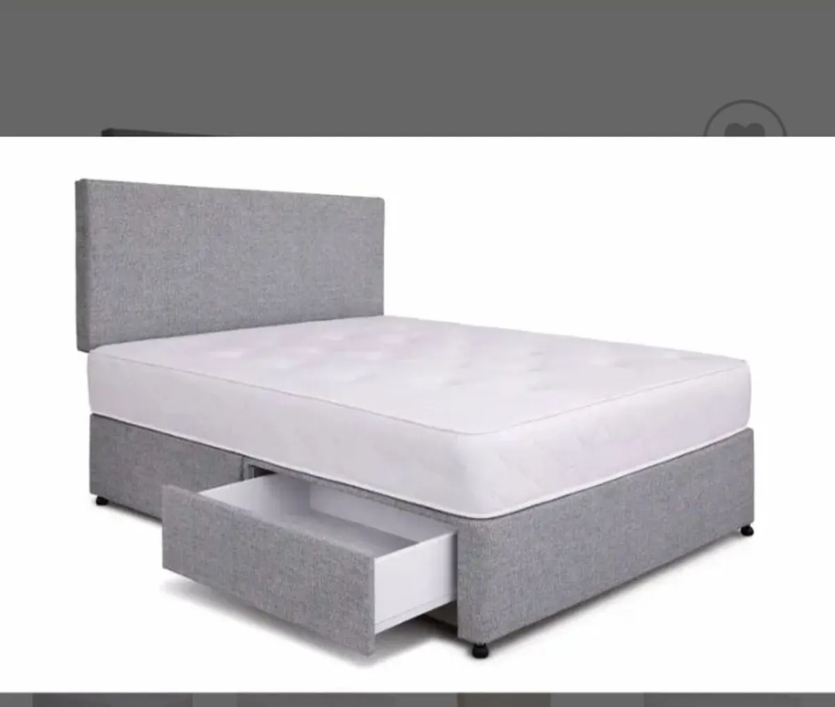 Divan Tweed Base & Headboard 2 Storage Drawers - Image 2