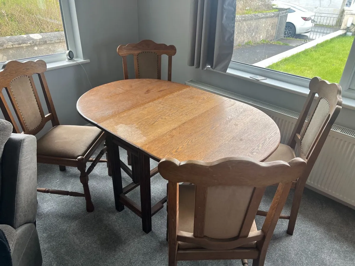 Solid Oak Dining Table and Chairs - Image 4