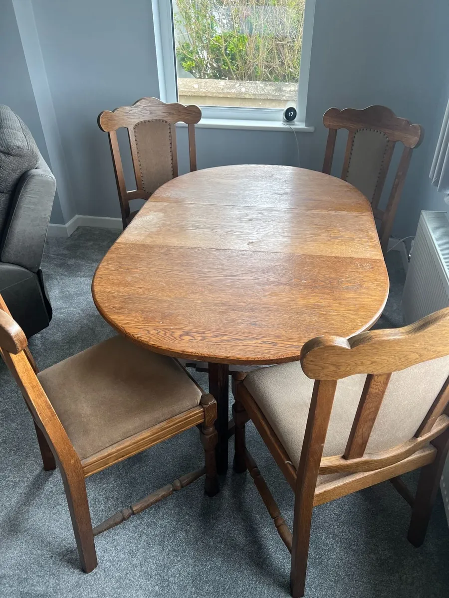 Solid Oak Dining Table and Chairs - Image 1