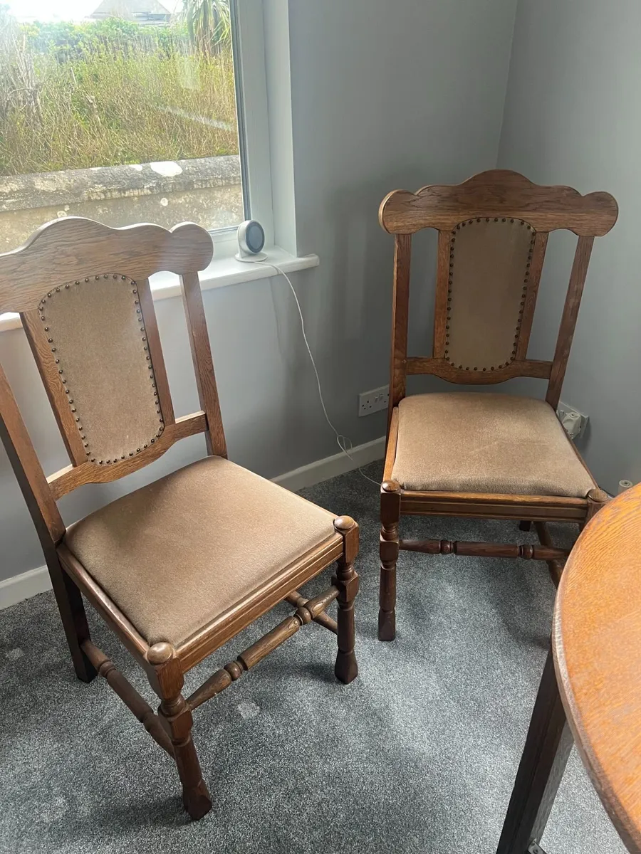 Solid Oak Dining Table and Chairs - Image 2
