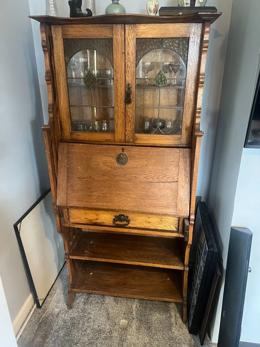 Antique Cabinet & Writing Desk - Image 2