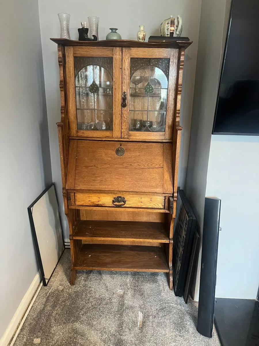 Antique Cabinet & Writing Desk - Image 3