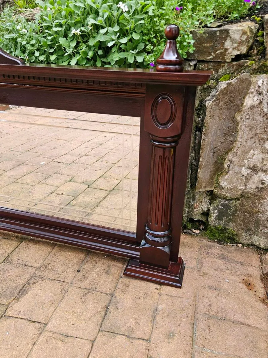 Large antique mahogany overmantle mirror - Image 3
