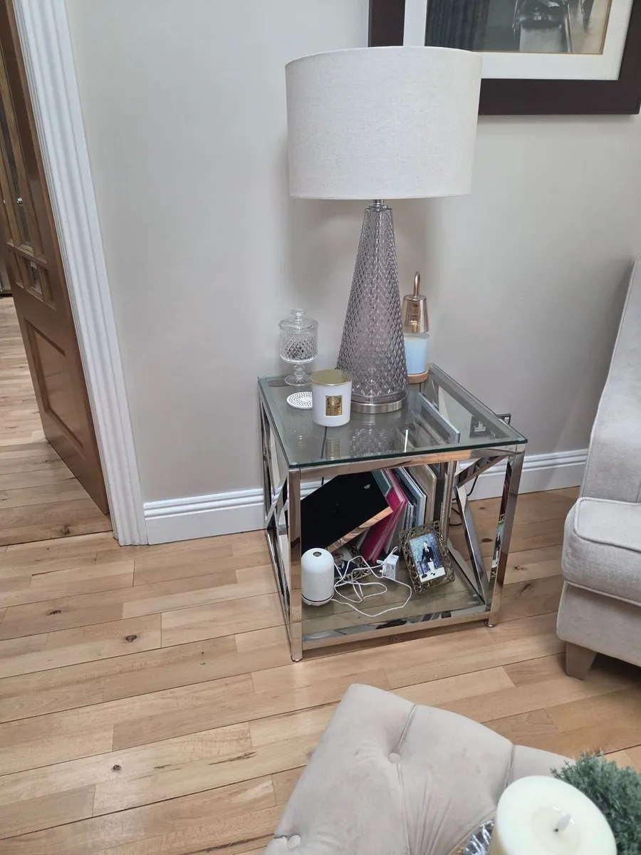 Laura Ashley Mirror chrome and.glass tables - Image 3