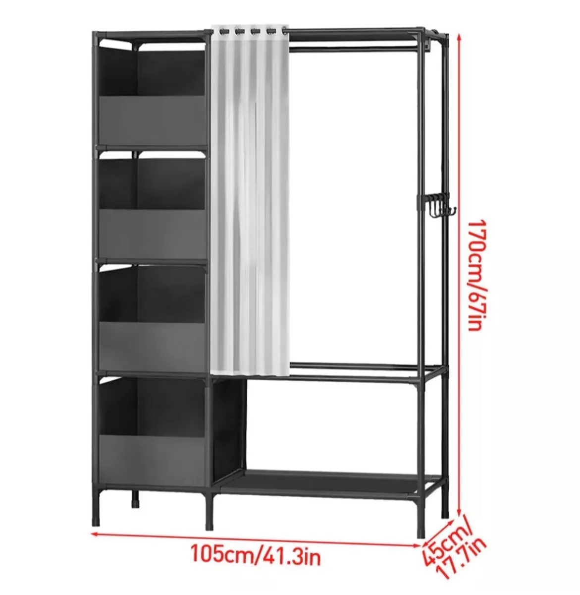 NEW Metal Clothes Rail with Storage Shelves - Image 2