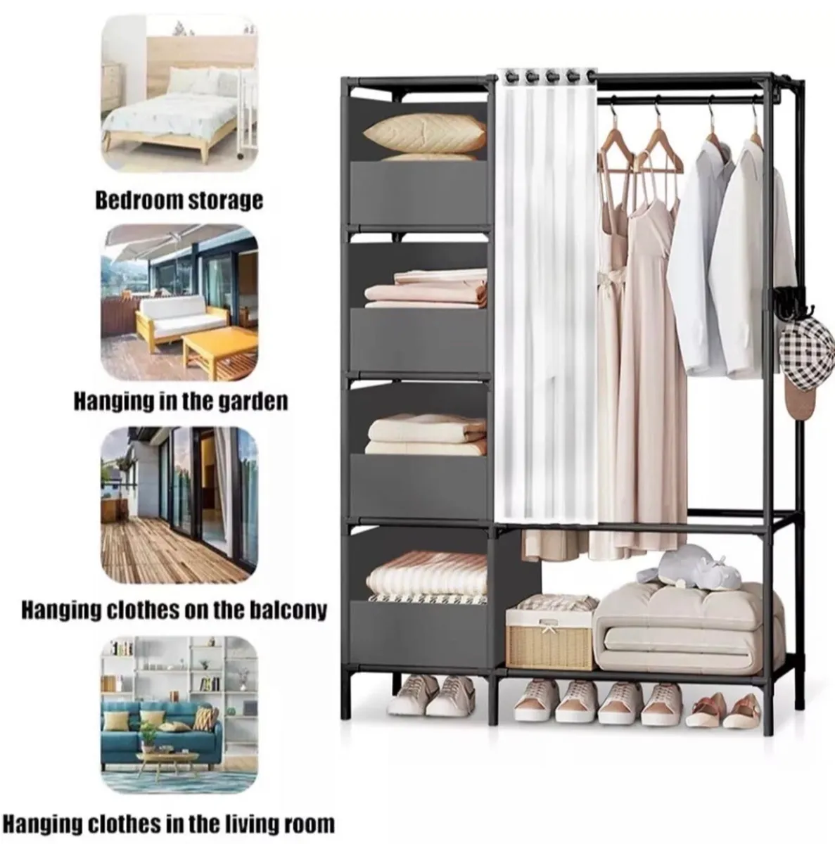 Metal Clothes Rail with Shelves. Delivery €5.95 - Image 4