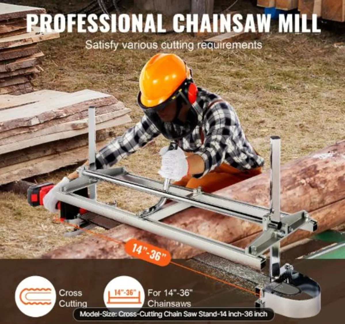 Portable Sawmill 35.6cm-91.4cm Guide Bar Galvaniz - Image 2