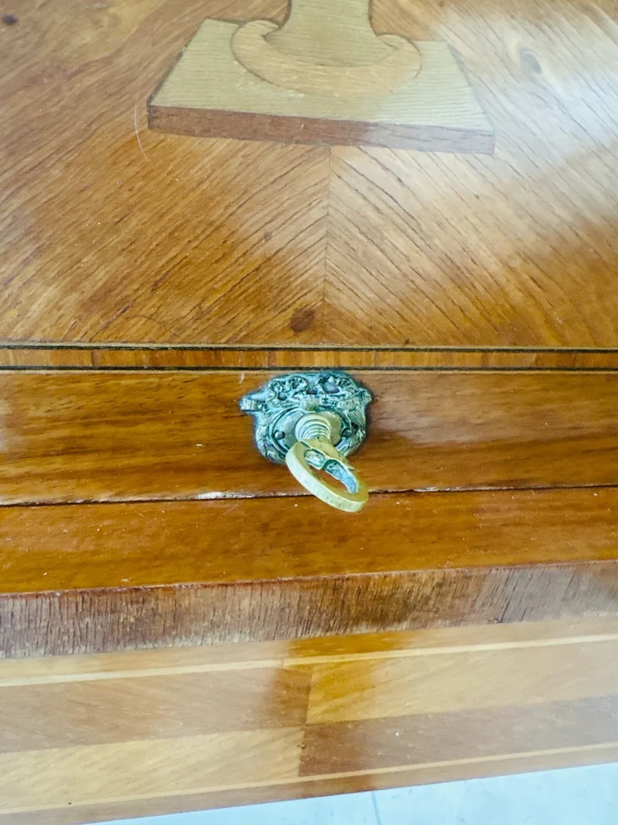 Antique Inlaid Cylinder Desk - Image 4