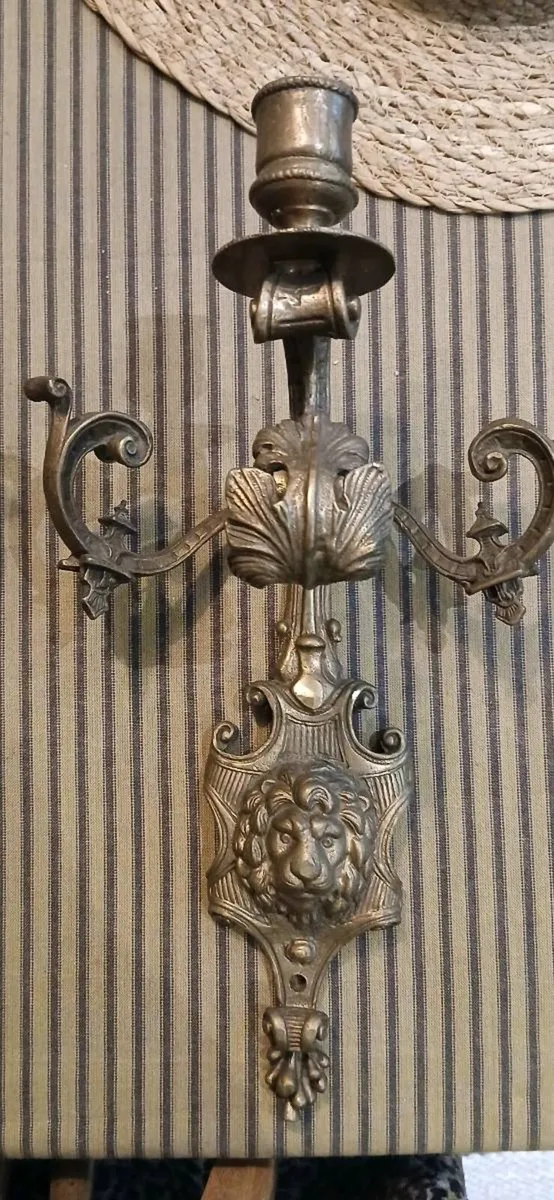 Brass wall candleabra - Image 1