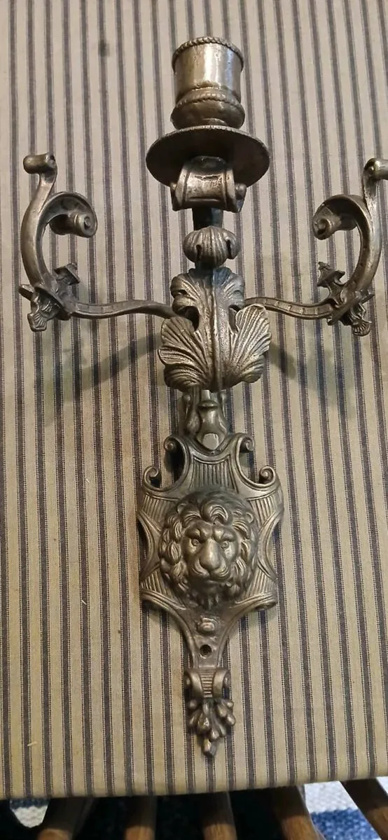 Brass wall candleabra - Image 2