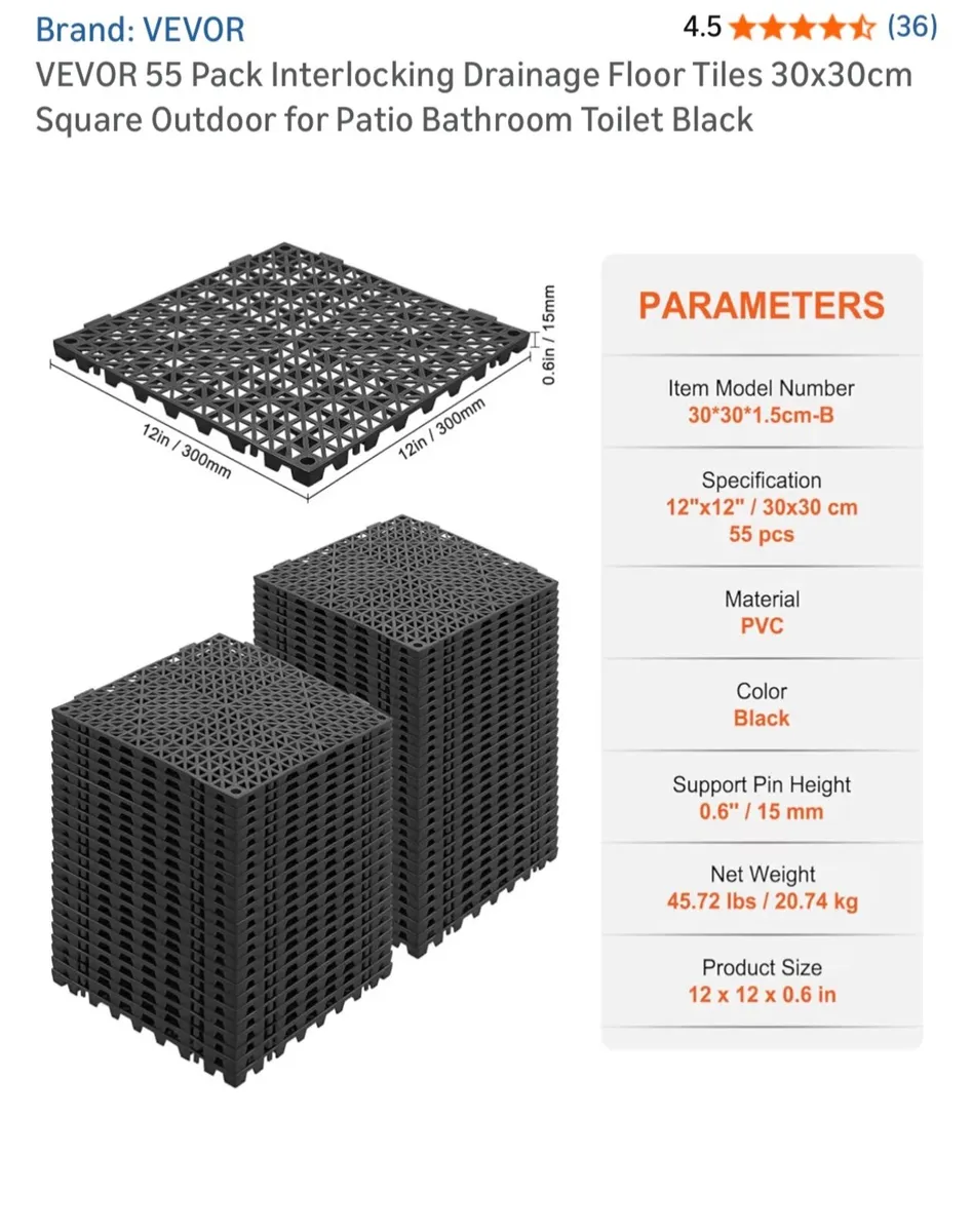 Interlocking drainage floor tiles - Image 2