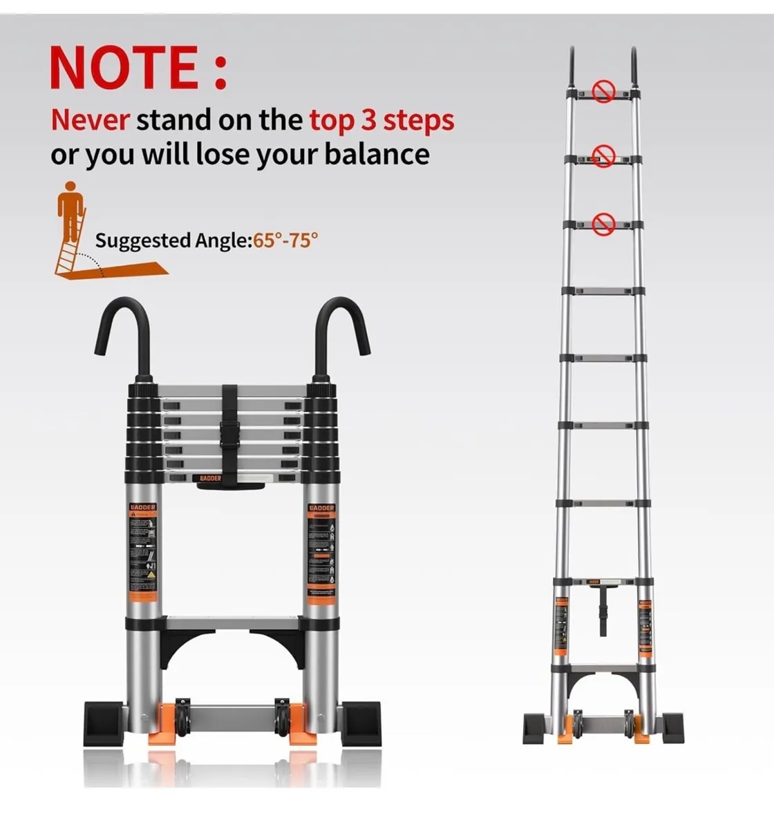 Ladder with Non-Slip Feet,4.1M/13.5FT Aluminium Ex - Image 1