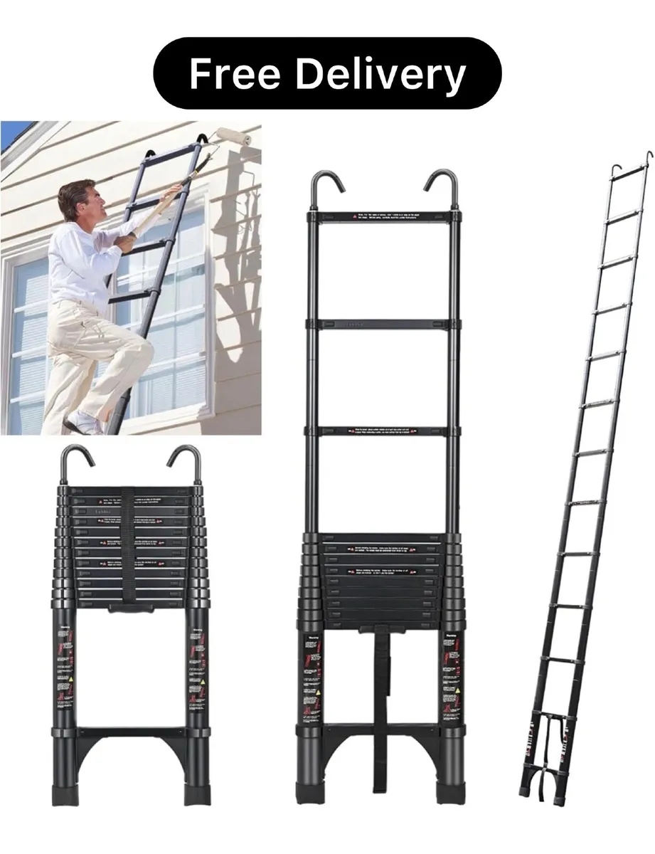 Telescopic Ladder, 5.0 m, Aluminium Folding Ladder - Image 1