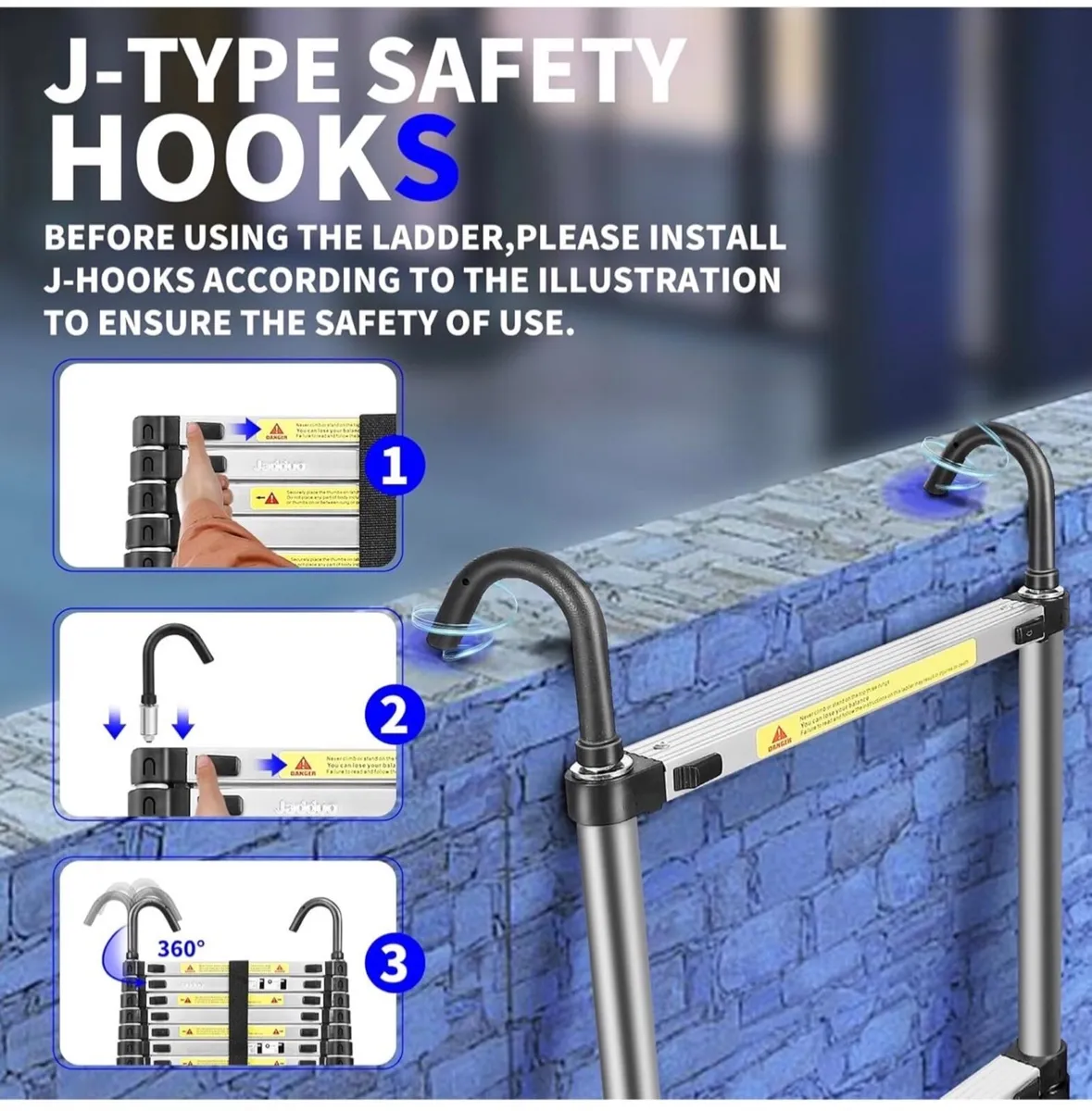 Telescopic Ladder, 5.0 m, Aluminium Folding Ladder - Image 3