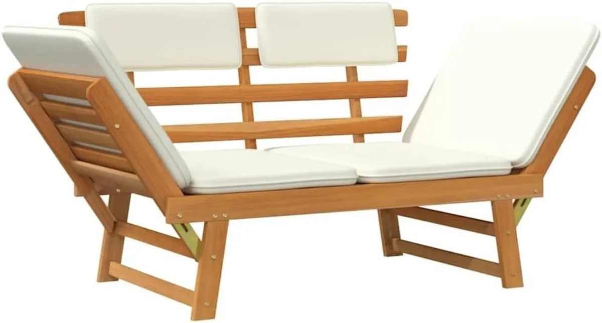 2-in-1 Acacia Garden Bench & Sun Lounger - Image 4