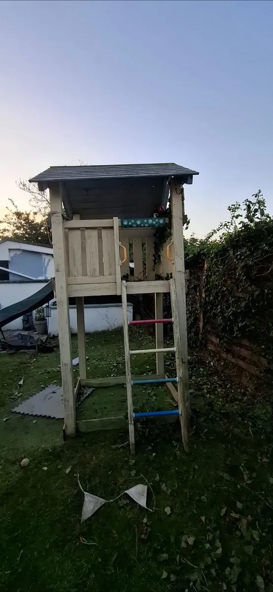 Wooden treehouse and slide - Image 2