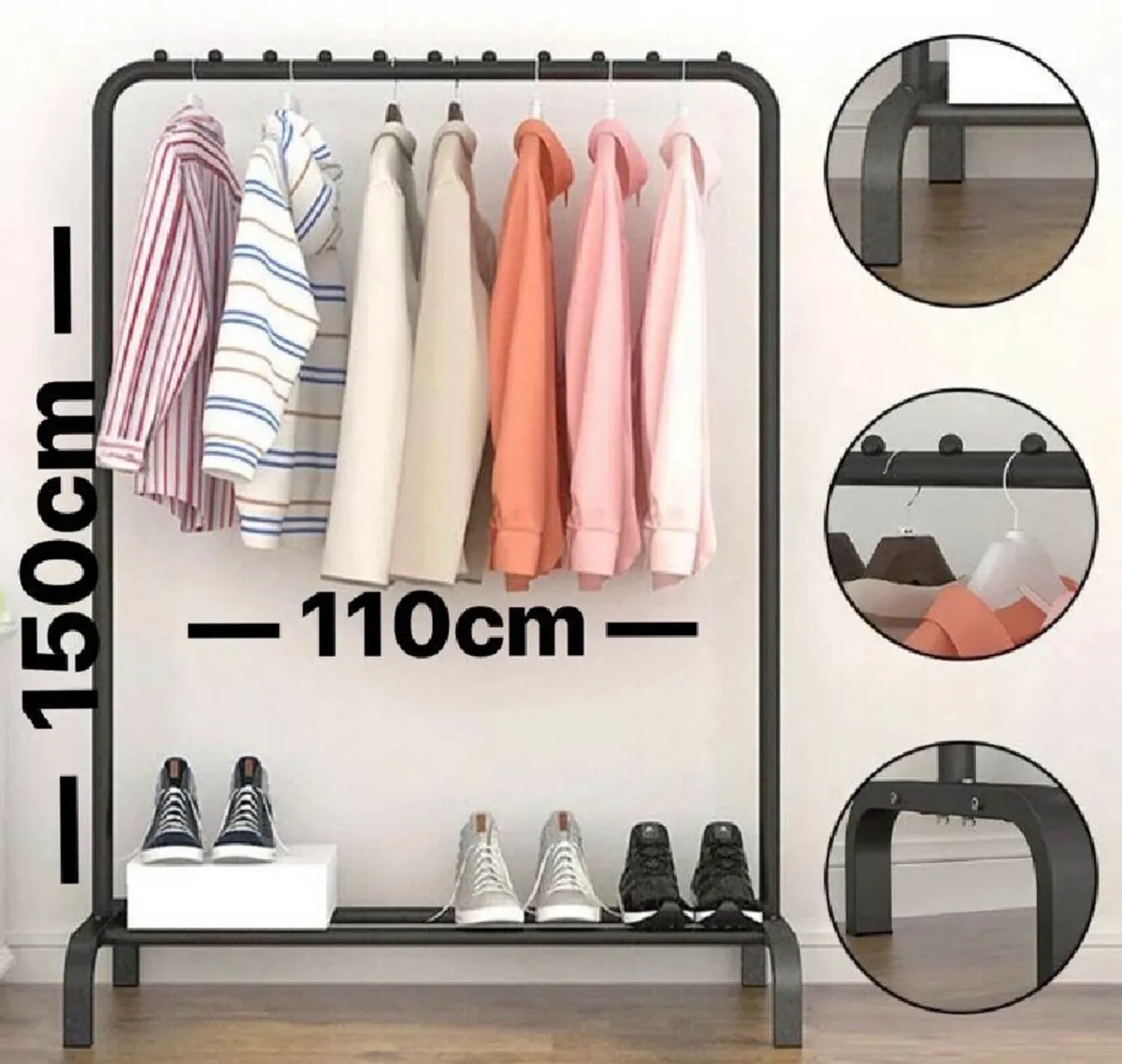New Metal Clothes Rail Rack with Shoe Shelf - Image 1