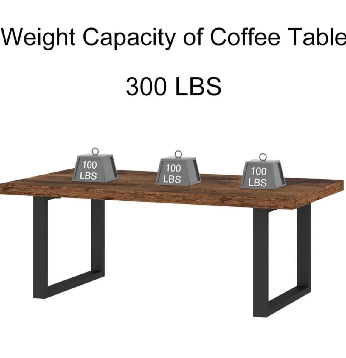 Rustic Living Room Table, Simple Industrial Rectan - Image 3