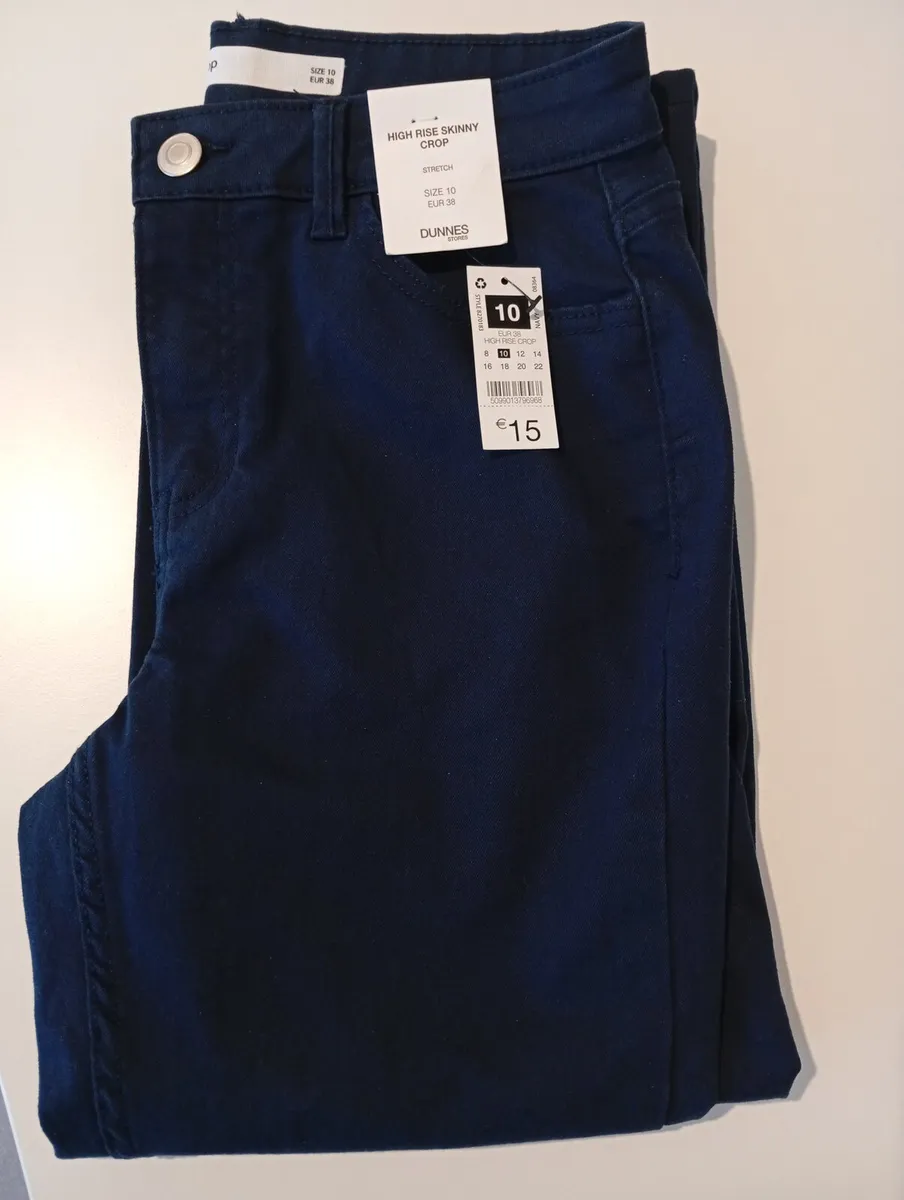 Navy Skinny Cropped Jeans, Size 10. New - Image 1