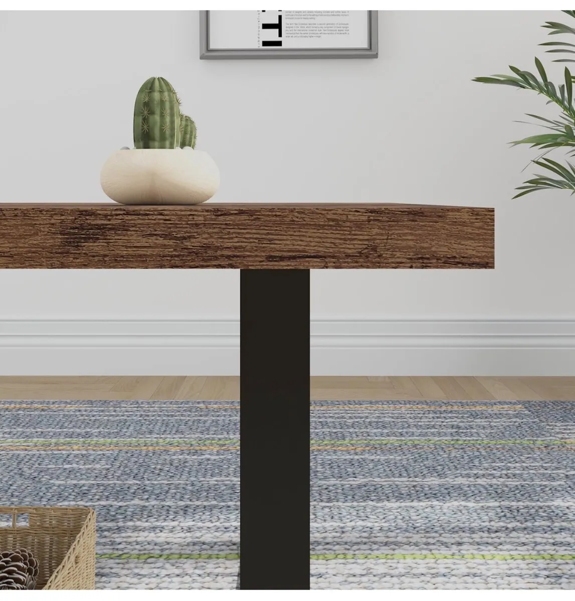 Rustic Living Room Table, Simple Industrial Rectan - Image 4