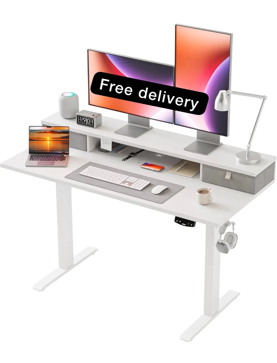 Electric Adjustable Height Desk with 2 Drawers, 12 - Image 1