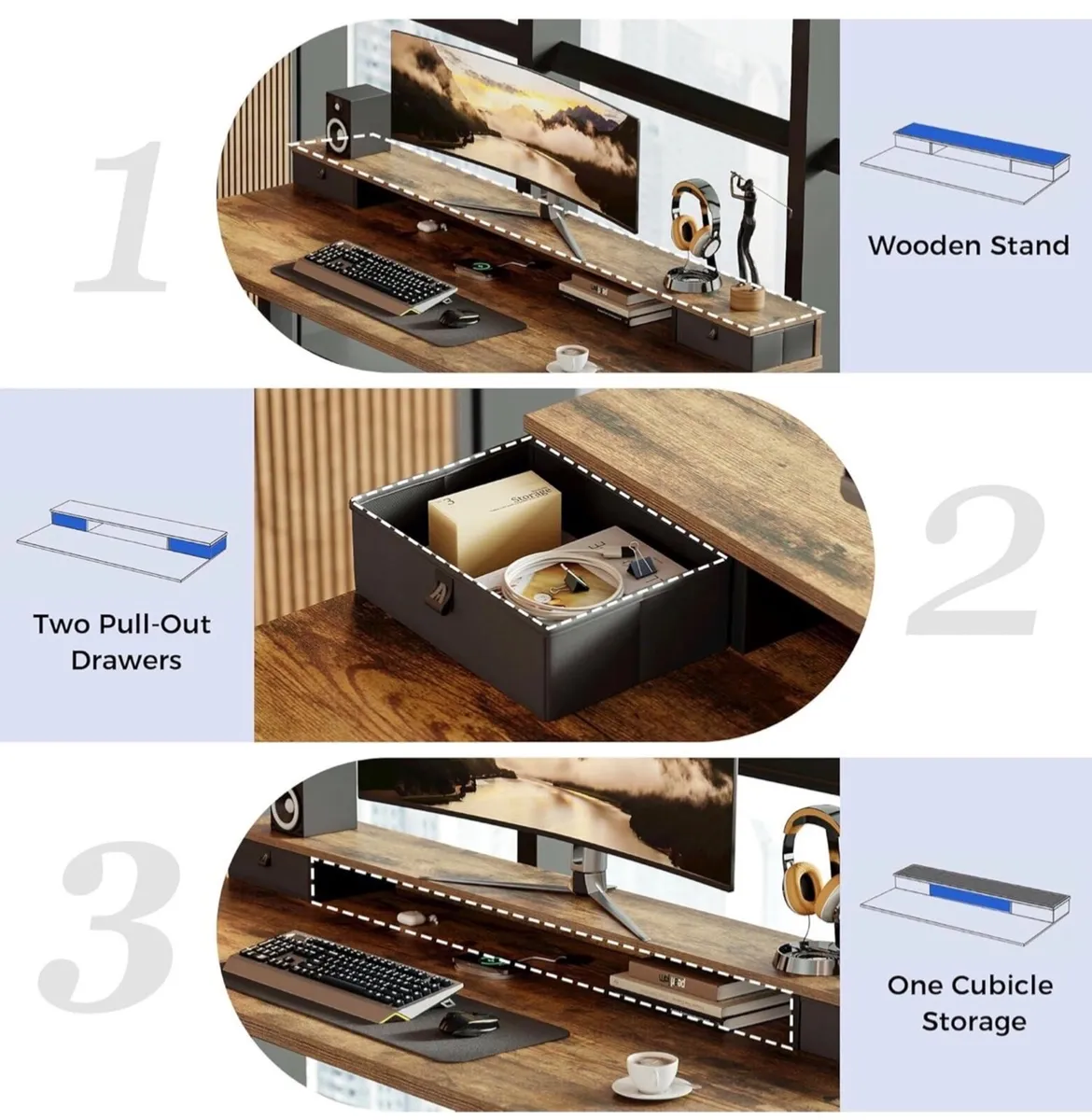 Electric Adjustable Height Desk with 2 Drawers, 12 - Image 4